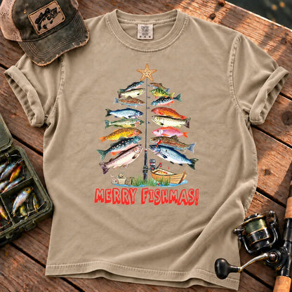 Merry Fishmas T-Shirt in Sandstone