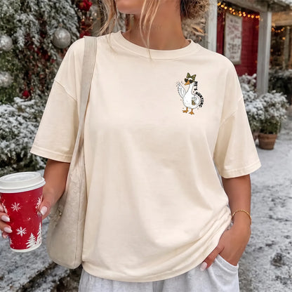Mini Mallard Hunting T-Shirt Women model in Ivory