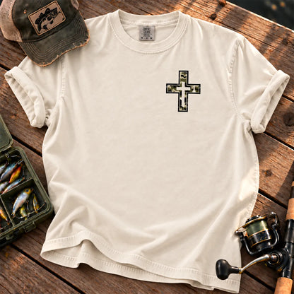 Minimal Camo Cross T-Shirt in Ivory