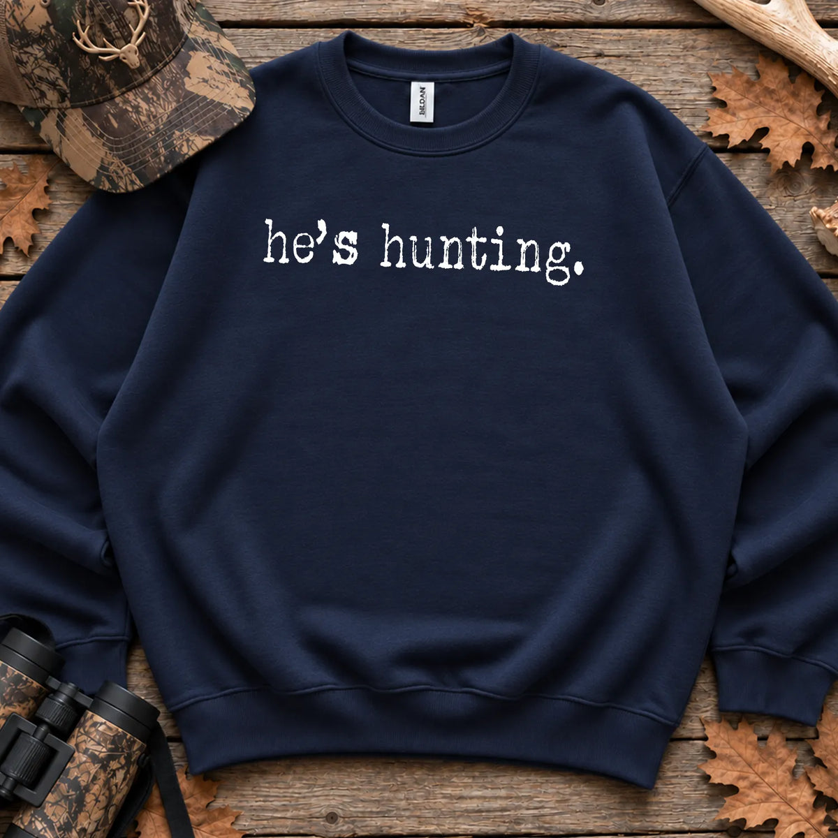 Minimal Hes Hunting Camo Sweatshirt in Navy