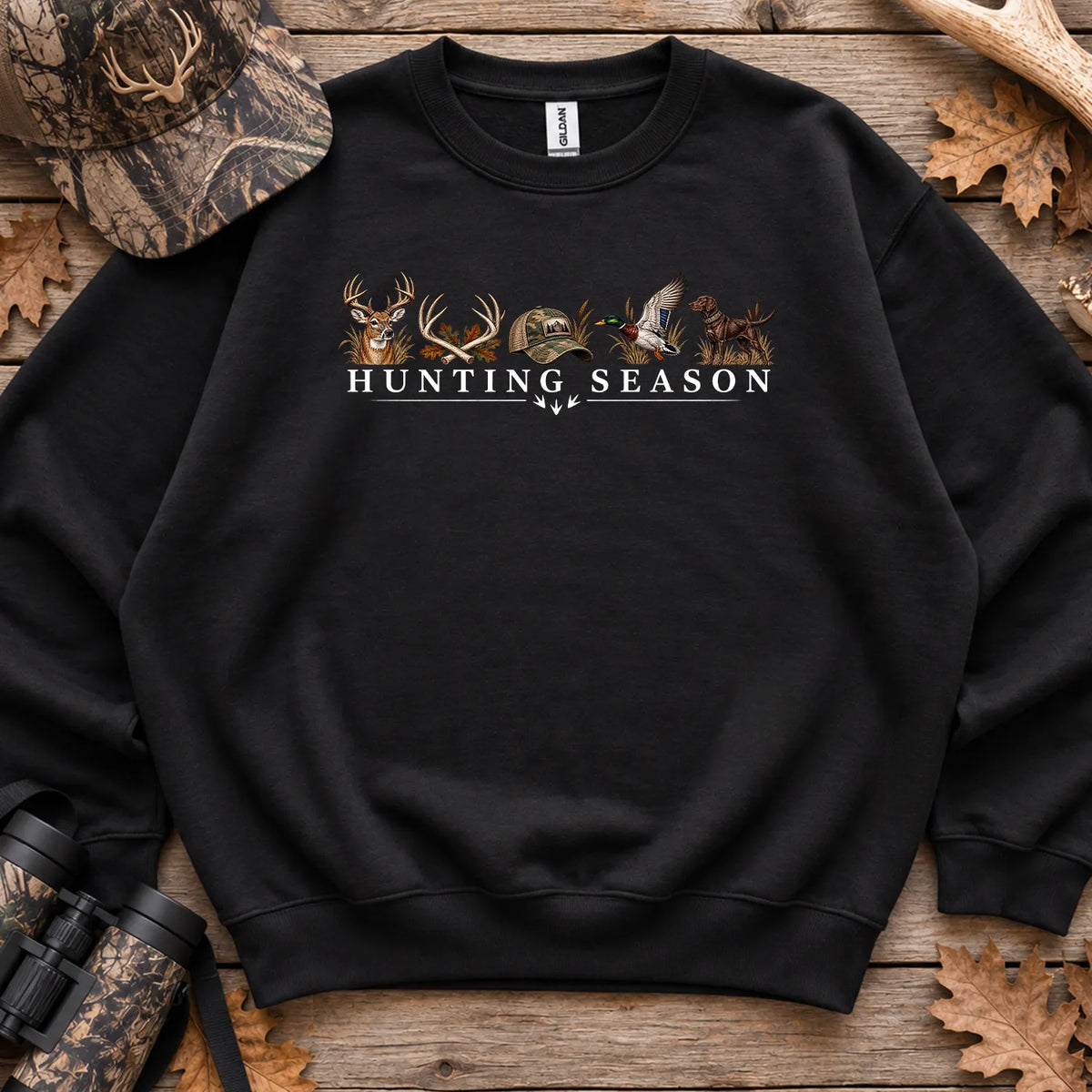 Minimal Hunting Season Forest Sweatshirt in Black