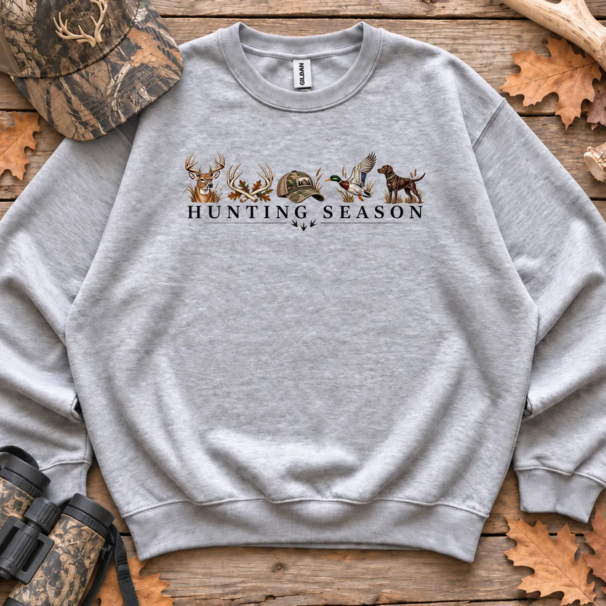 Minimal Hunting Season Forest Sweatshirt in Sport Grey