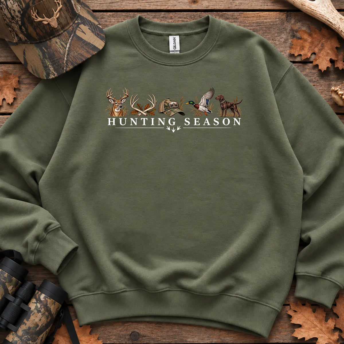 Minimal Hunting Season Forest Sweatshirt in Military Green