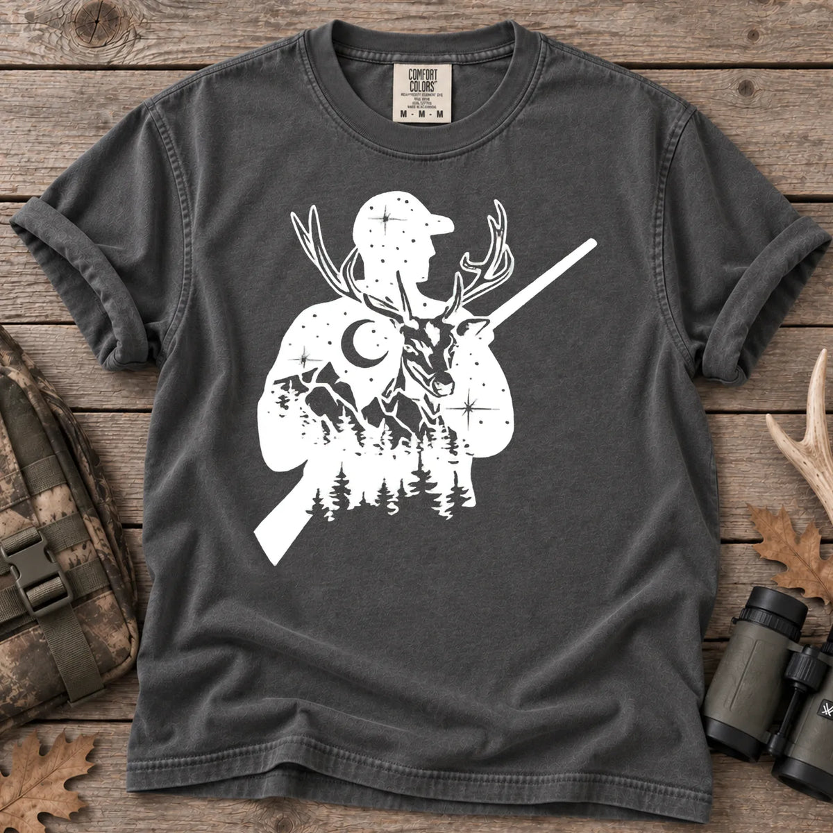 Moonlight Deer Hunter T-Shirt in Pepper