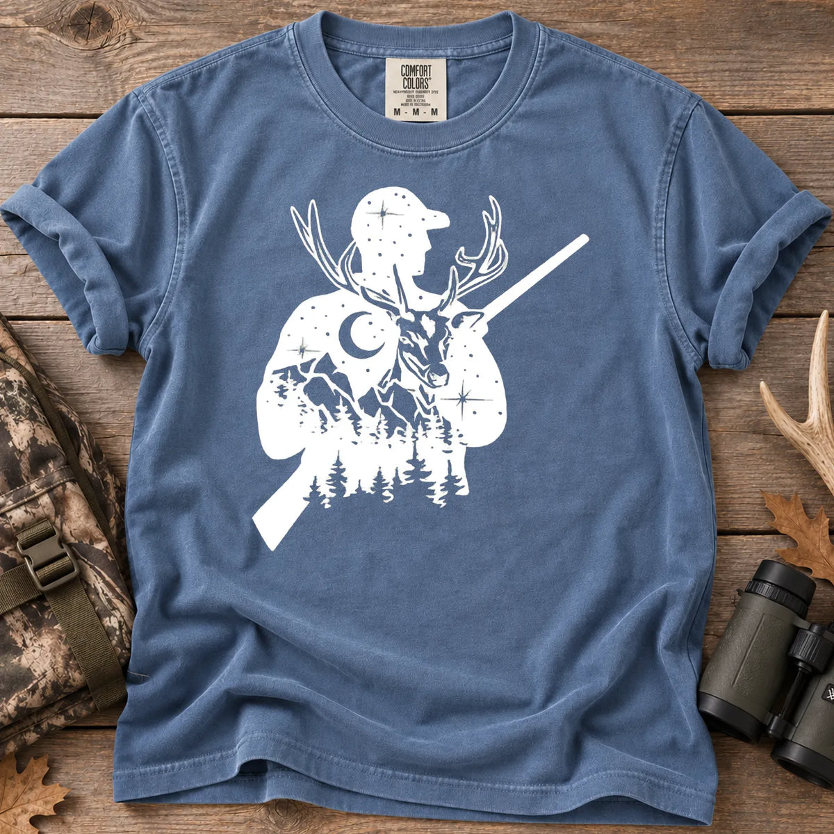 Moonlight Deer Hunter T-Shirt in Blue Jean