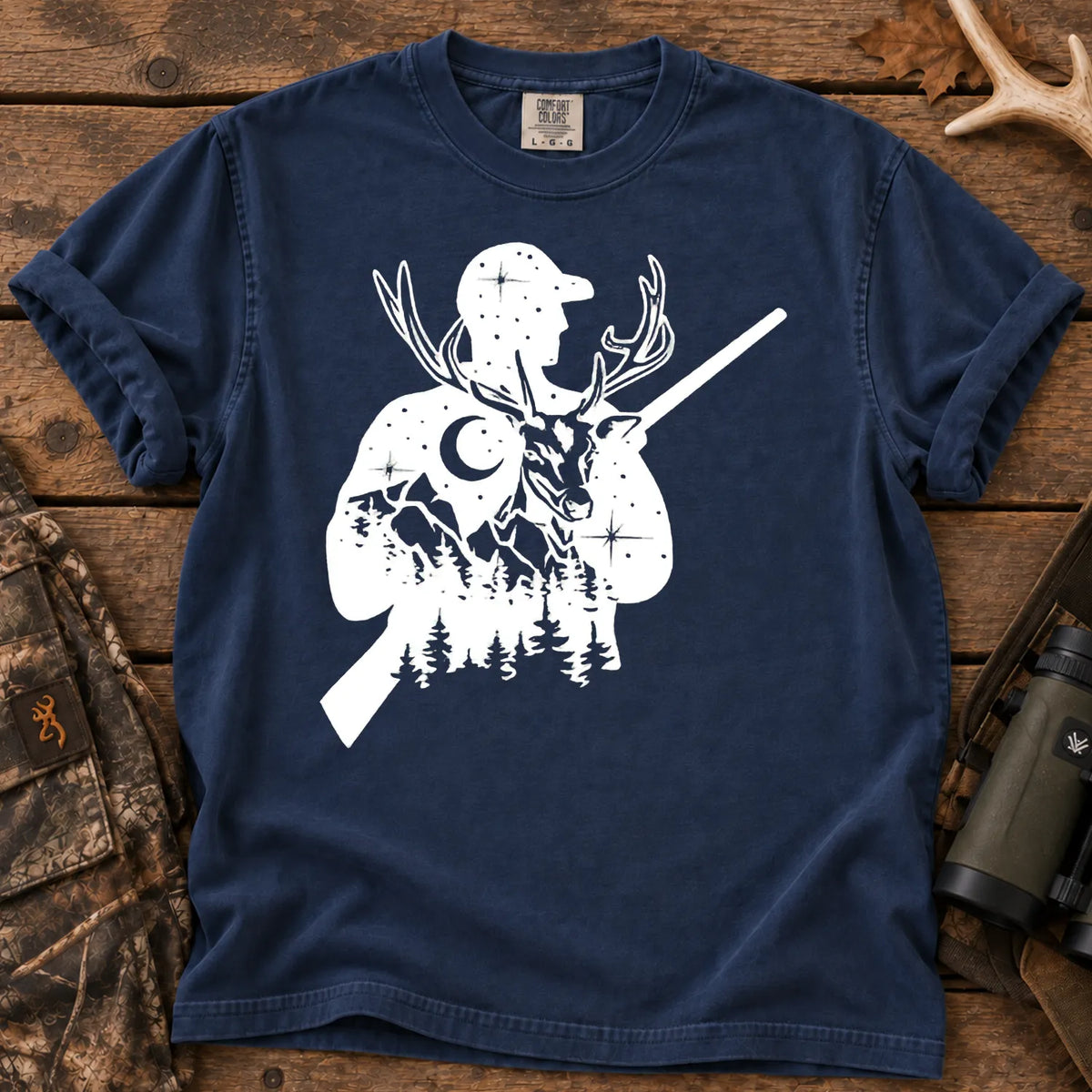 Moonlight Deer Hunter T-Shirt in True Navy