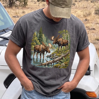 Moose River T-Shirt Men model in Pepper