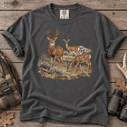 Mule Deer Family T-Shirt in Pepper