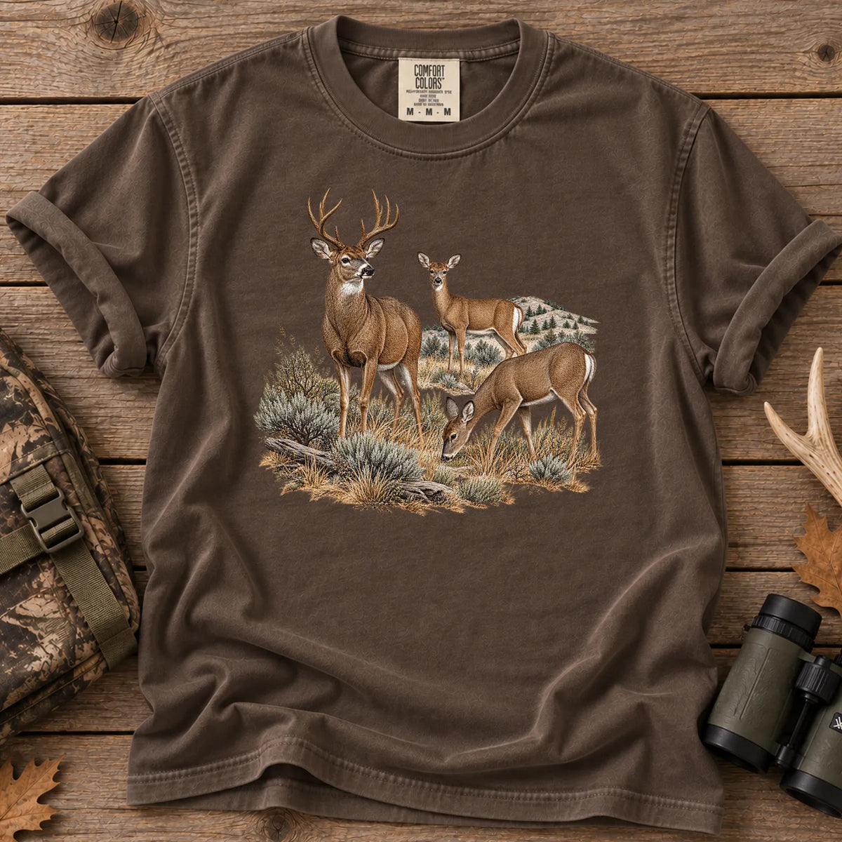 Mule Deer Family T-Shirt in Espresso