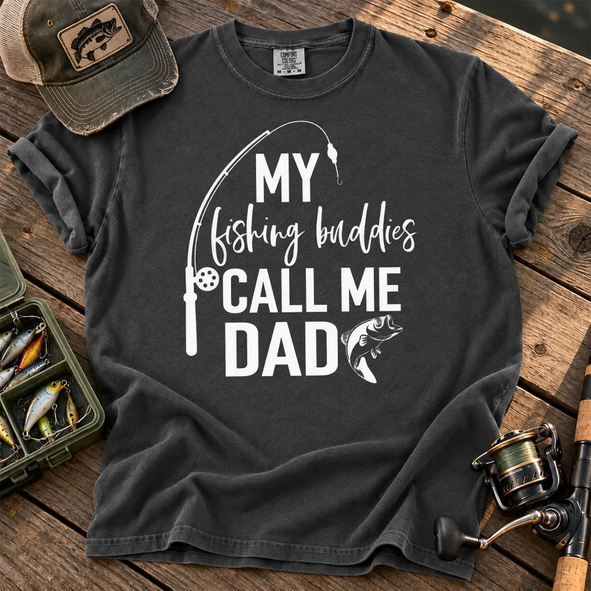 My Fishing Buddies Call Me Dad T-Shirt in Pepper