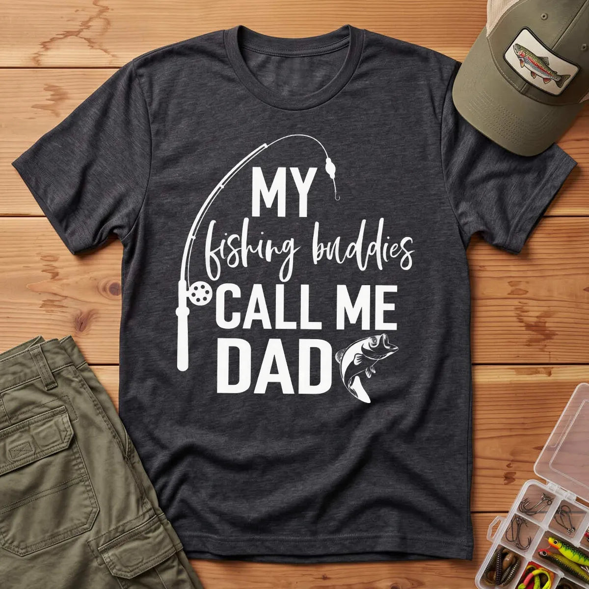 My Fishing Buddies Call Me Dad T-Shirt in Dark Heather