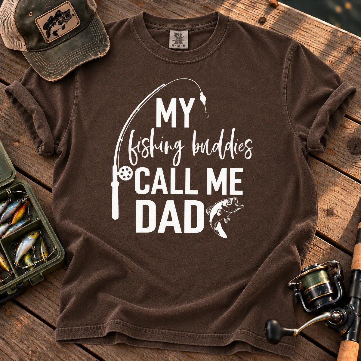 My Fishing Buddies Call Me Dad T-Shirt in Espresso