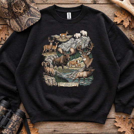 North American Wildlife Collage Sweatshirt in Black