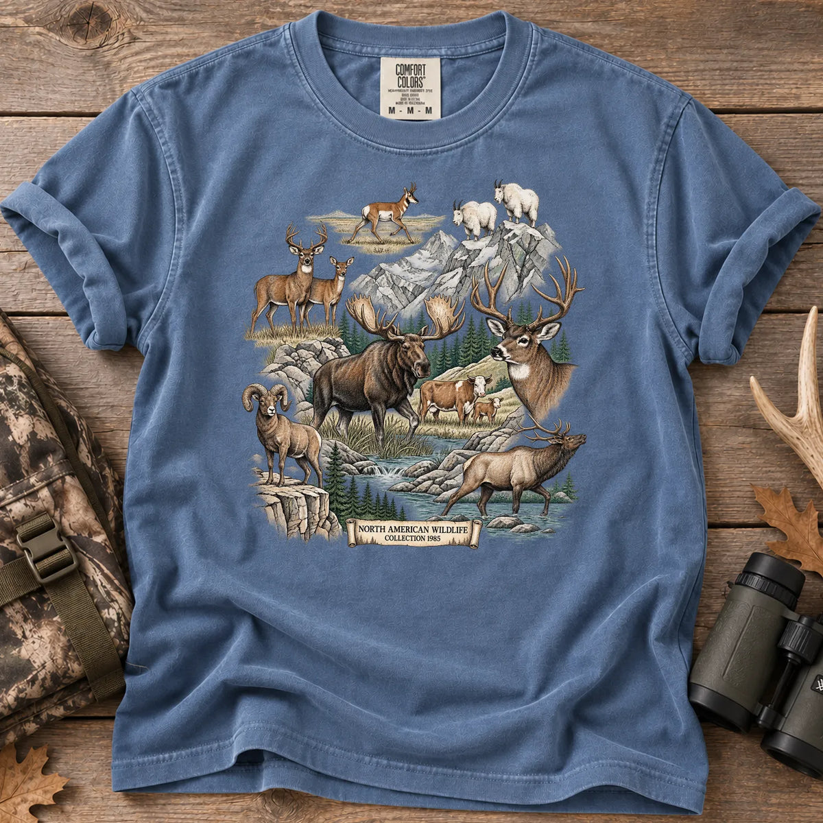 North American Wildlife T-Shirt in Blue Jean