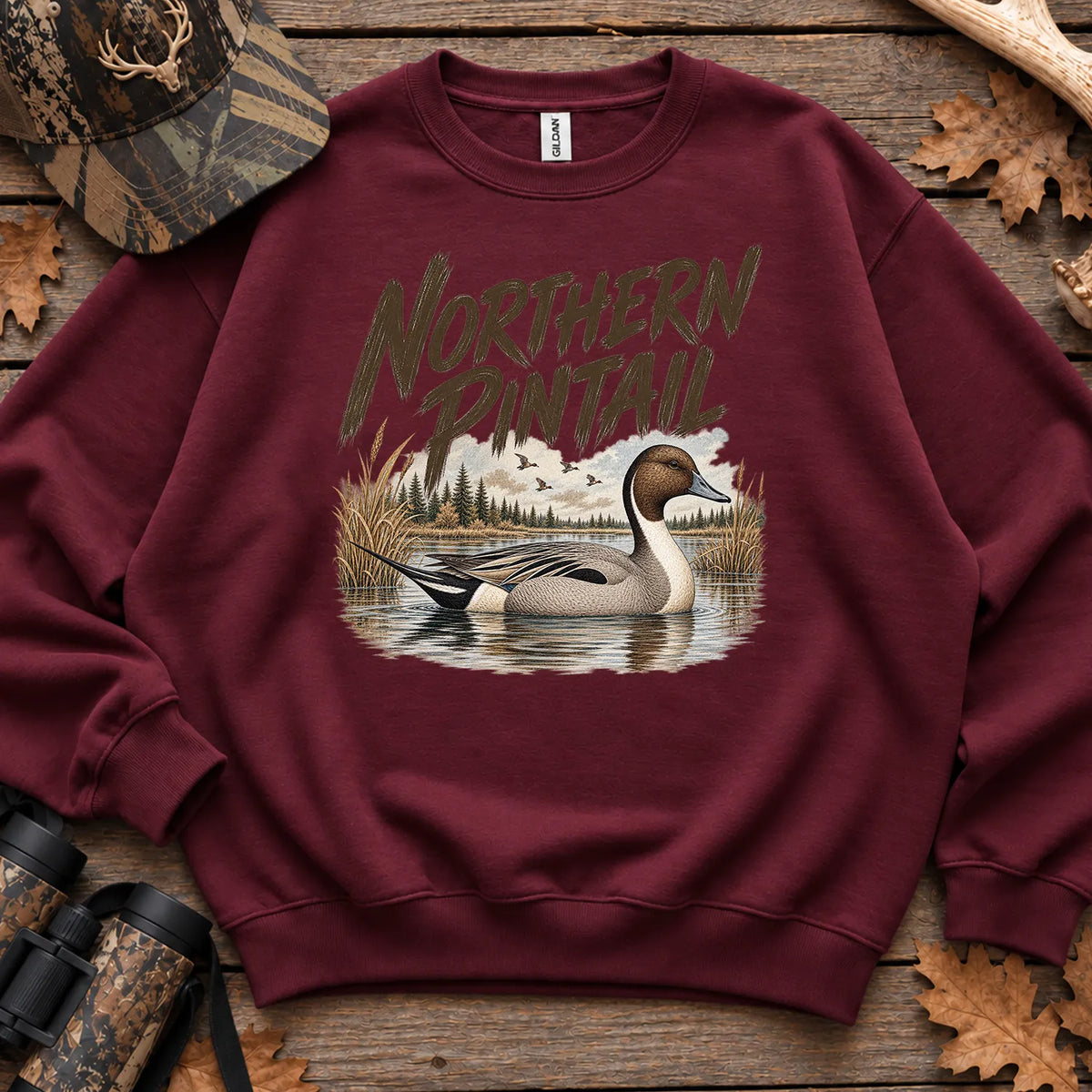 Northern Pintail Duck Sweatshirt in Maroon