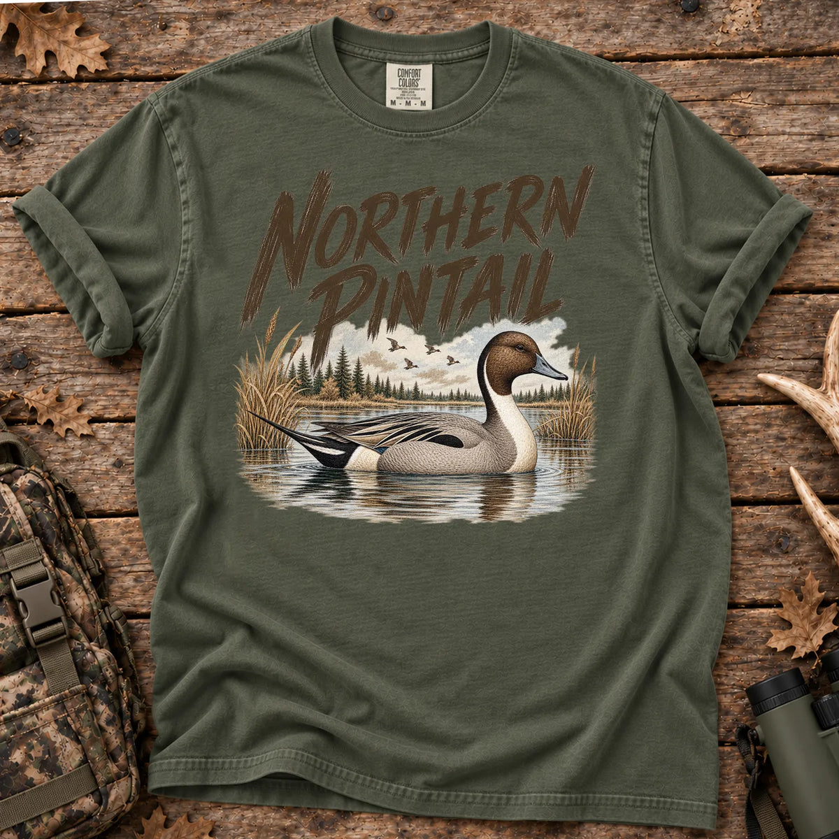 Northern Pintail Duck T-Shirt in Moss