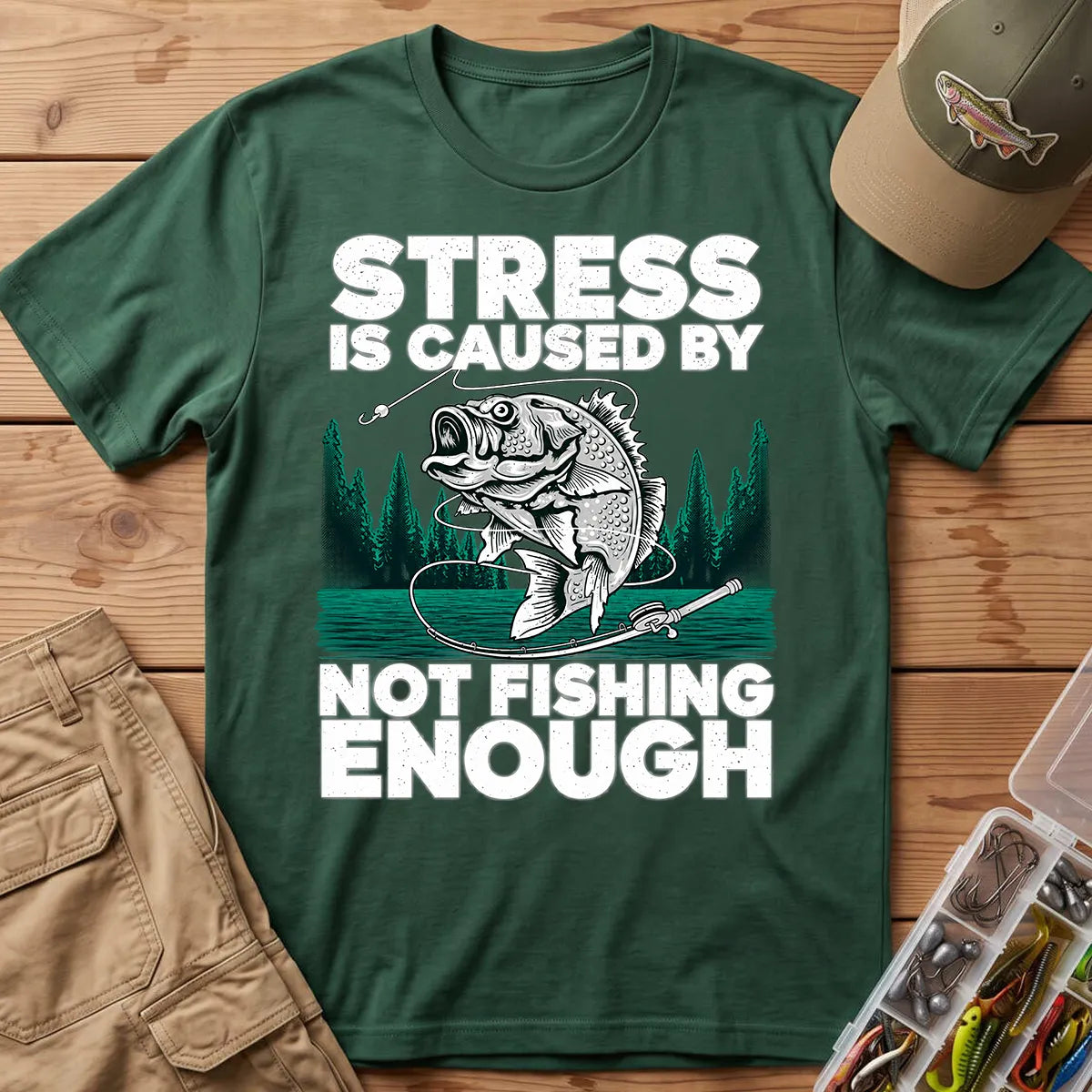 Not Fishing Enough T-Shirt in Forest Green