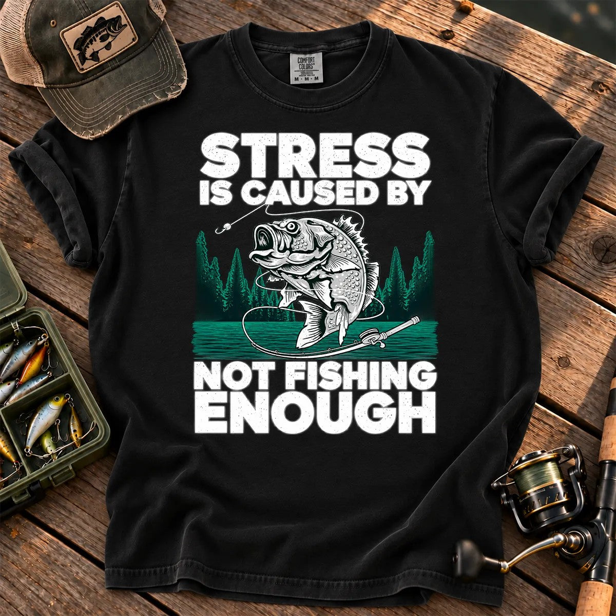 Not Fishing Enough T-Shirt in Black
