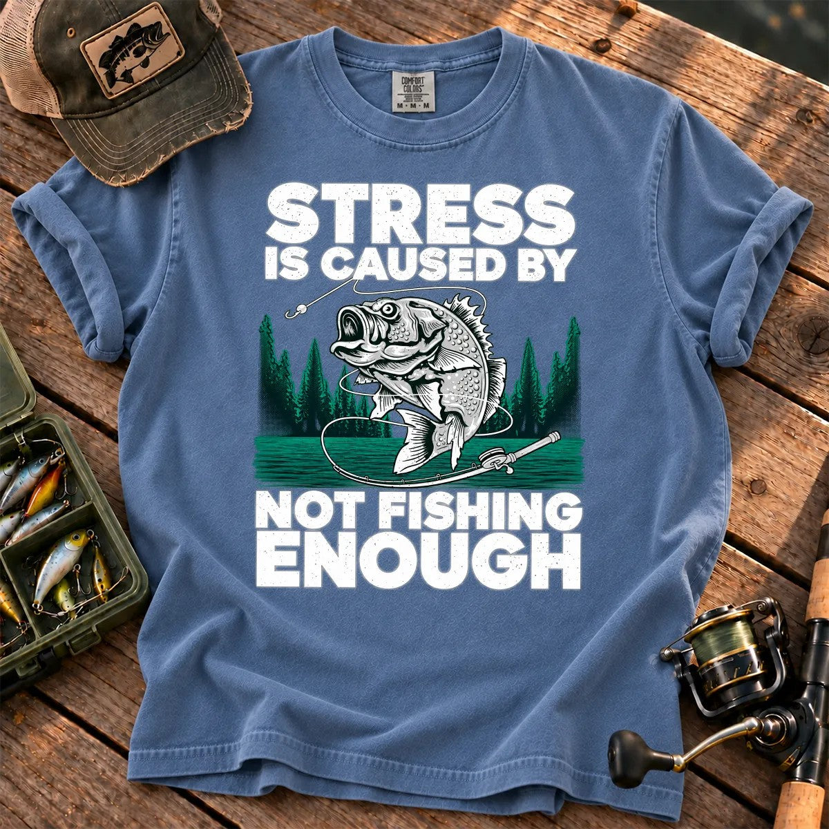 Not Fishing Enough T-Shirt in Blue Jean