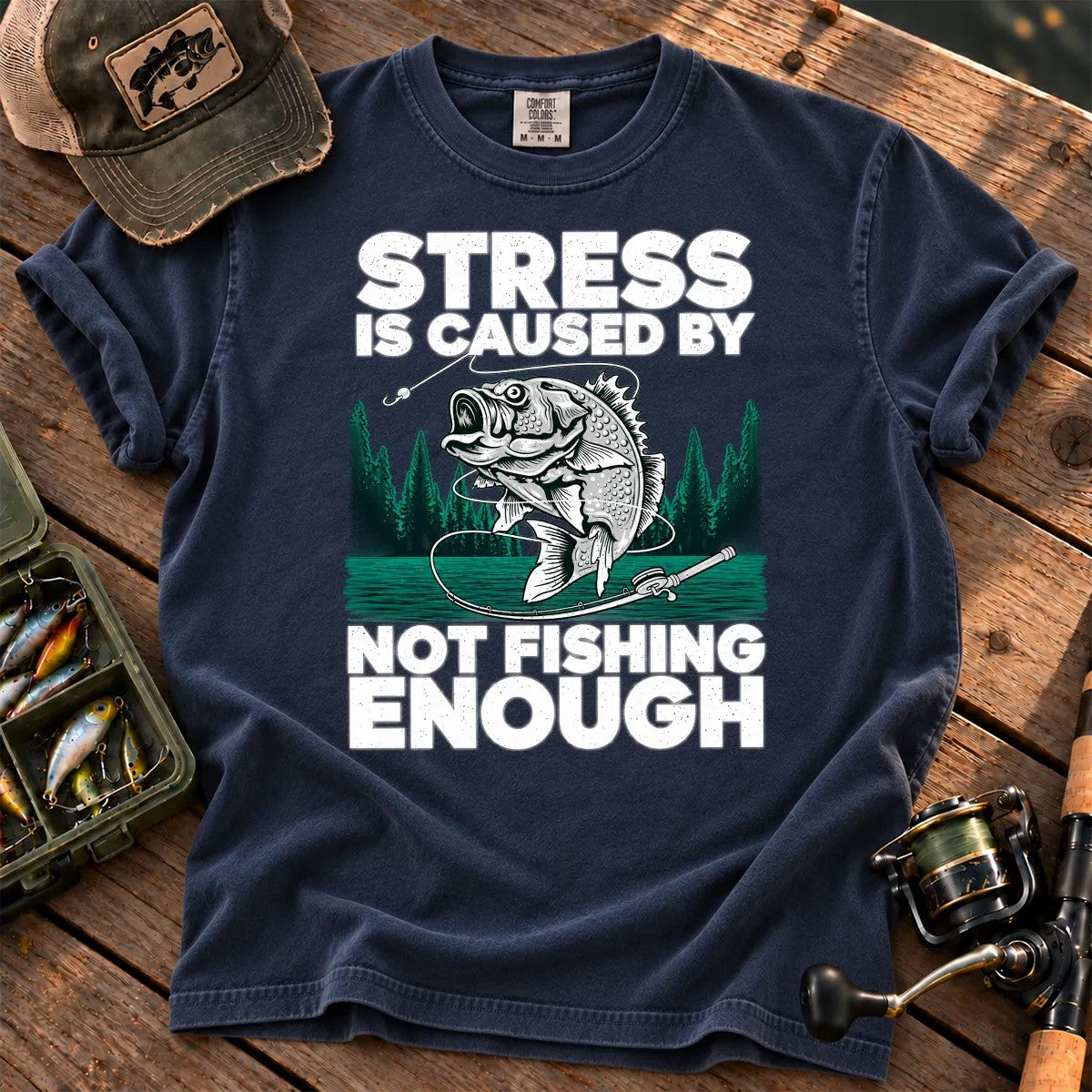 Not Fishing Enough T-Shirt in True Navy