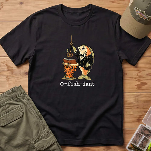 O-Fish-Iant Fishing Pun T-Shirt in Black