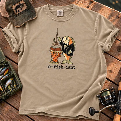 O-Fish-Iant Fishing Pun T-Shirt in Sandstone