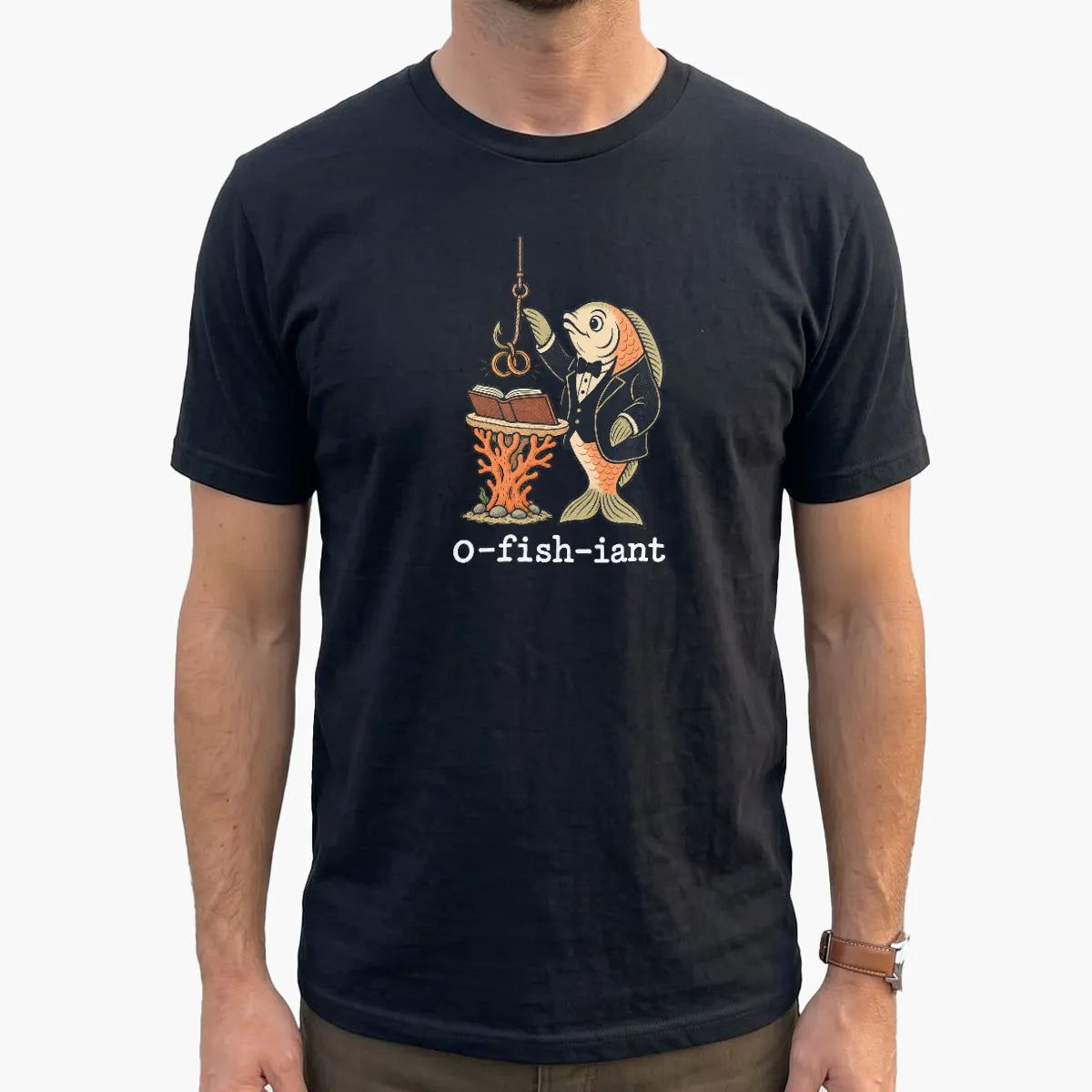 O-Fish-Iant Fishing Pun T-Shirt lifestyle mockup