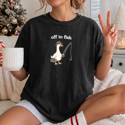 Off to Fish Goose T-Shirt Women model in Black