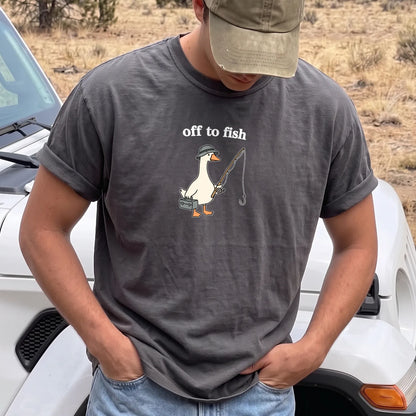 Off to Fish Goose T-Shirt Men model in Pepper