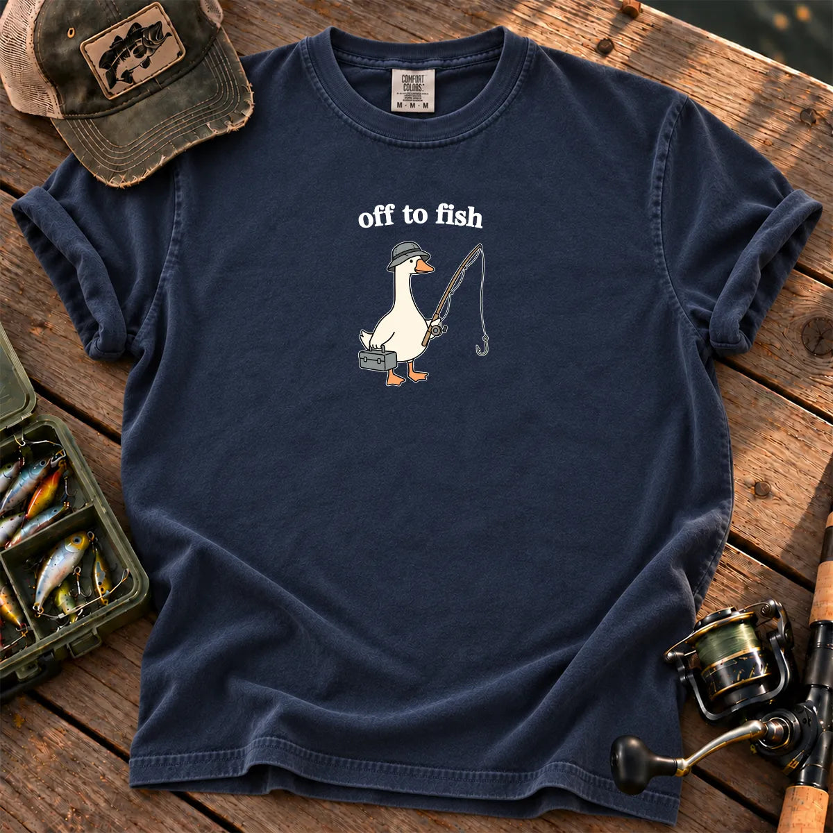 Off to Fish Goose T-Shirt in True Navy