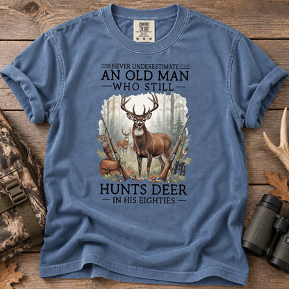 Old Man Hunting in His Eighties T-Shirt in Blue Jean