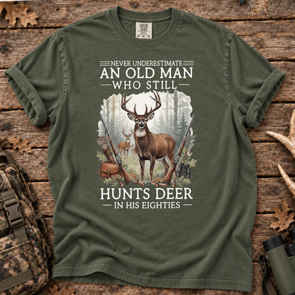 Old Man Hunting in His Eighties T-Shirt in Moss