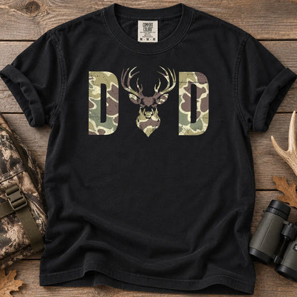 Old School Camo Dad Hunting T-Shirt in Black