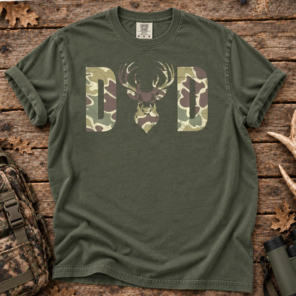 Old School Camo Dad Hunting T-Shirt in Moss