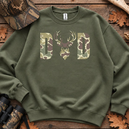 Old School Camo Hunting Dad Sweatshirt in Military Green