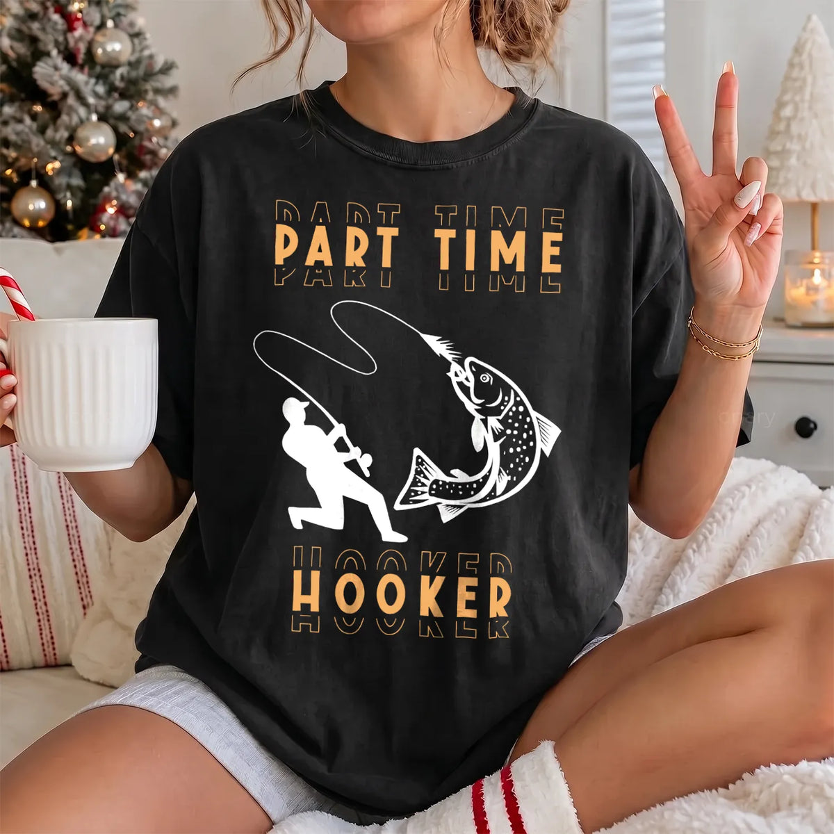 Part Time Hooker T-Shirt Women model in Black