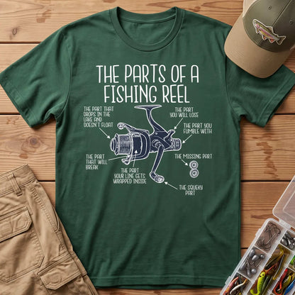 Parts of a Fishing Reel T-Shirt in Forest Green