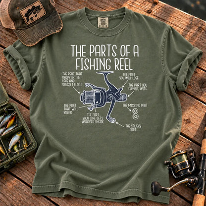 Parts of a Fishing Reel T-Shirt in Moss