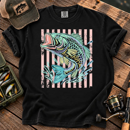 Pastel Stripe Bass T-Shirt in Black
