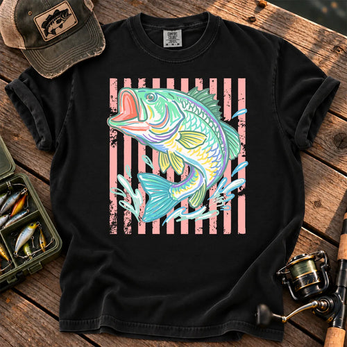 Pastel Stripe Largemouth T-Shirt in Black