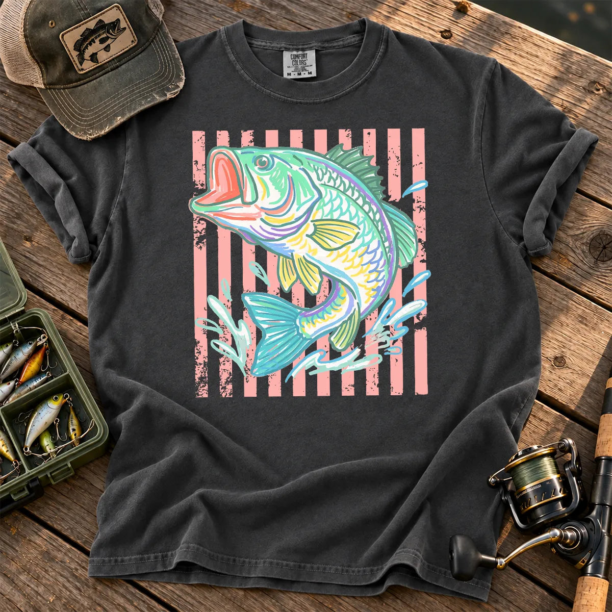 Pastel Stripe Largemouth T-Shirt in Pepper