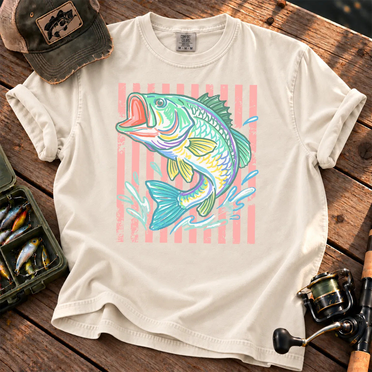 Pastel Stripe Largemouth T-Shirt in Ivory