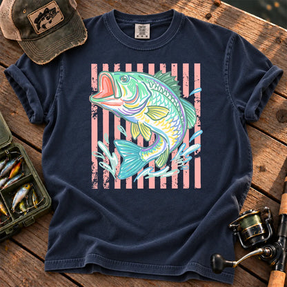 Pastel Stripe Largemouth T-Shirt in True Navy