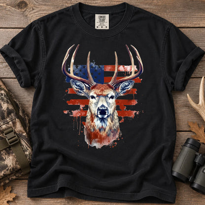 Patriotic Buck Hunting T-Shirt in Black