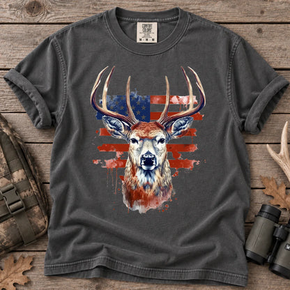 Patriotic Buck Hunting T-Shirt in Pepper