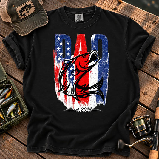 Patriotic Fishing Dad T-Shirt in Black