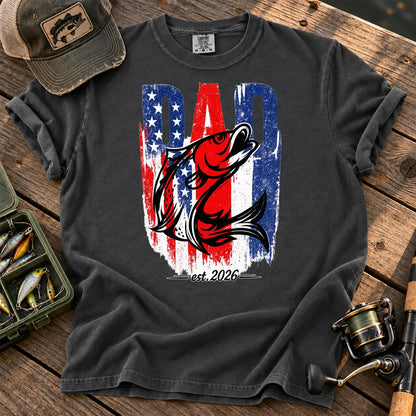 Patriotic Fishing Dad T-Shirt in Pepper