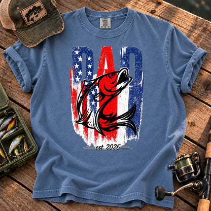 Patriotic Fishing Dad T-Shirt in Blue Jean