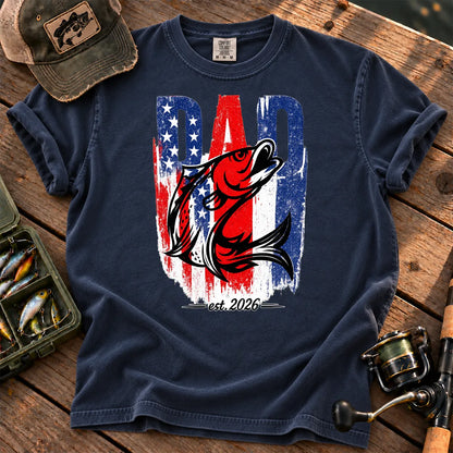 Patriotic Fishing Dad T-Shirt in True Navy