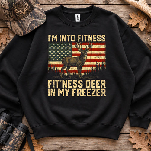 Patriotic Fitness Deer Freezer Sweatshirt in Black